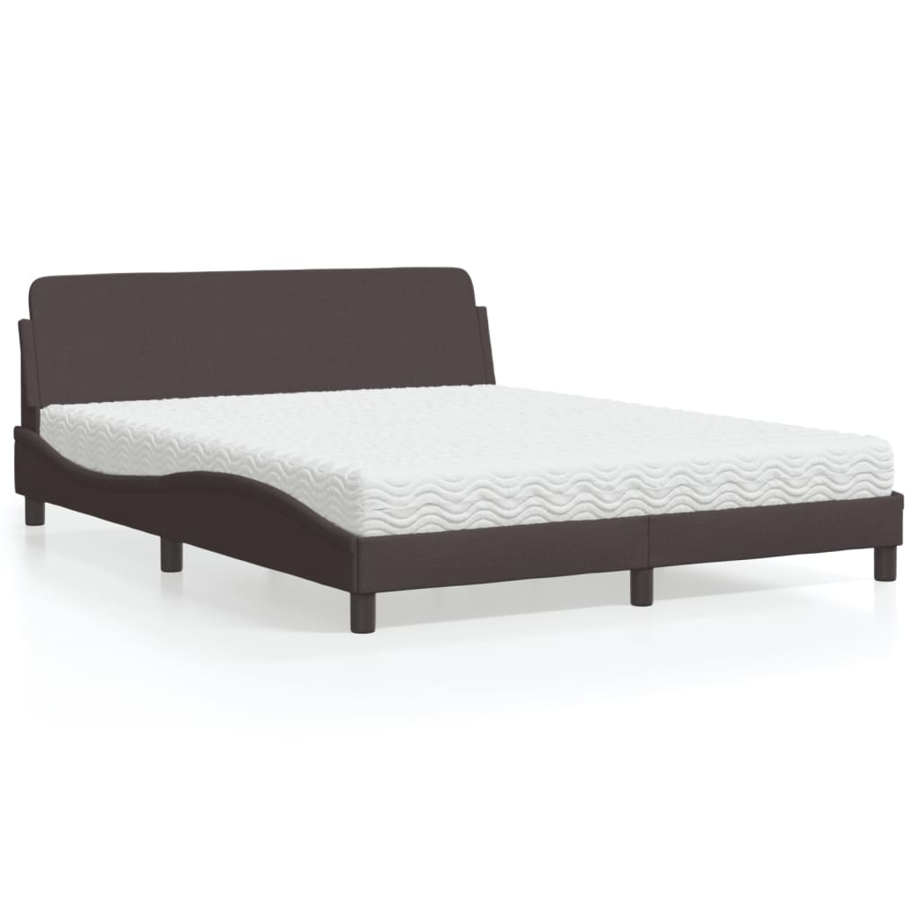 Bed met matras "Dover" stof donkerbruin 160x200 cm is nu te koop bij PeponiXL, paradijselijk wonen!