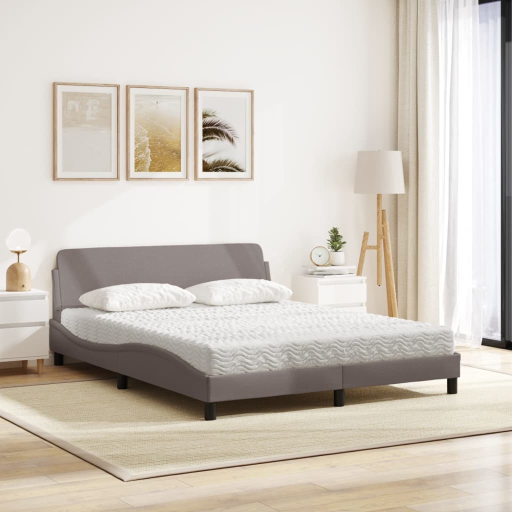 Bed met matras "Dover" stof taupe 160x200 cm is nu te koop bij PeponiXL, paradijselijk wonen!