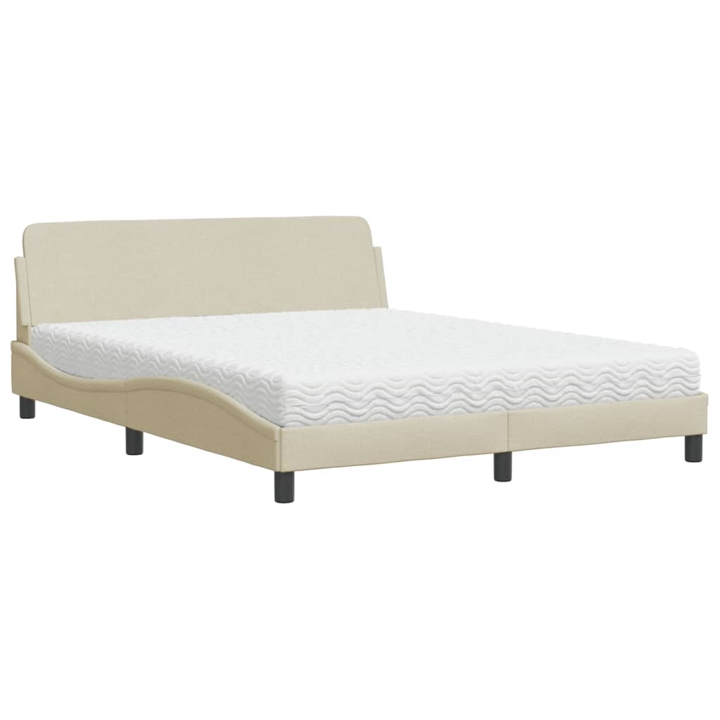 Bed met matras "Dover" stof crèmekleurig 160x200 cm is nu te koop bij PeponiXL, paradijselijk wonen!