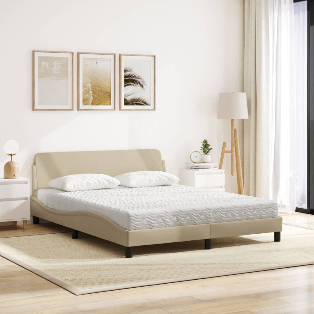 Bed met matras "Dover" stof crèmekleurig 160x200 cm is nu te koop bij PeponiXL, paradijselijk wonen!