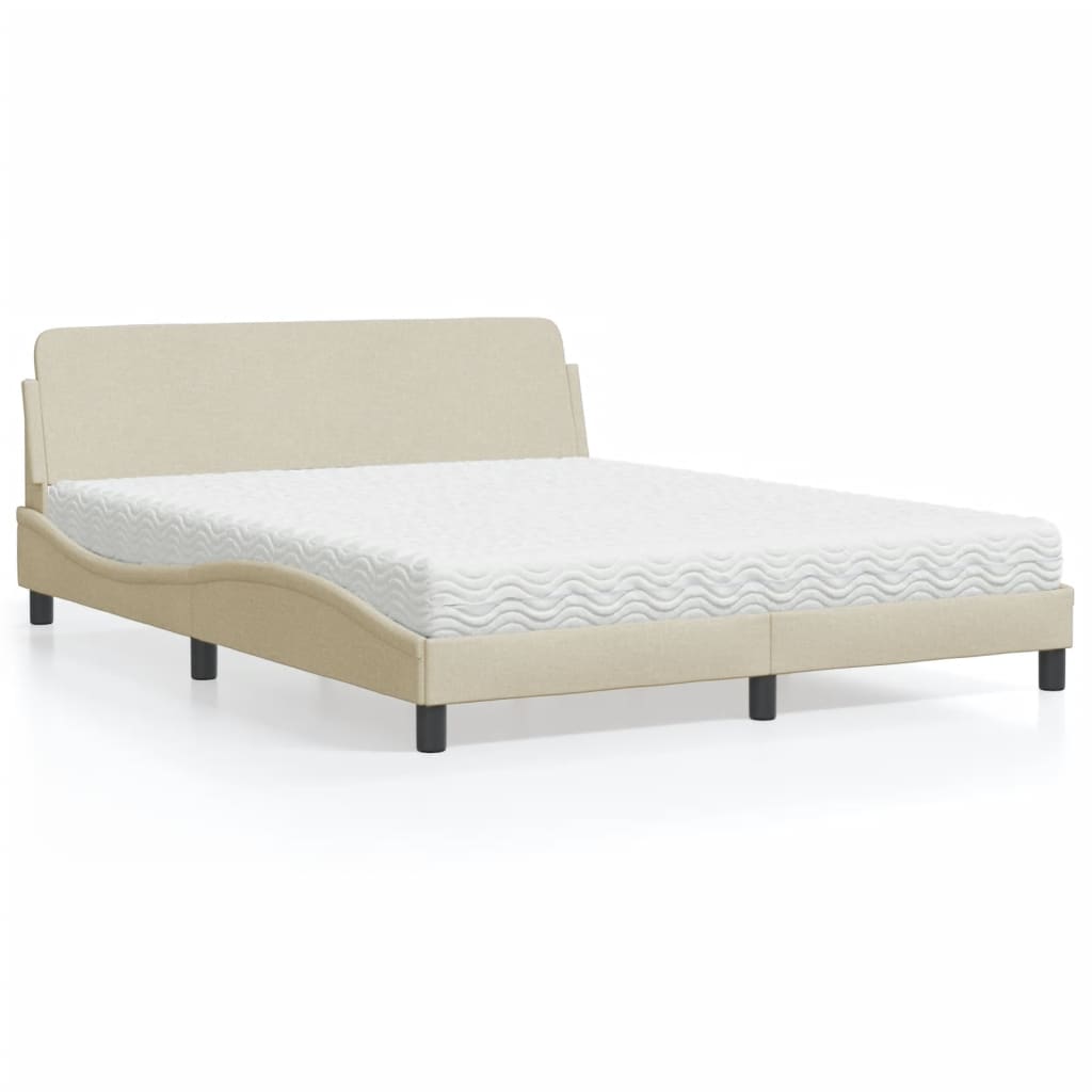 Bed met matras "Dover" stof crèmekleurig 160x200 cm is nu te koop bij PeponiXL, paradijselijk wonen!