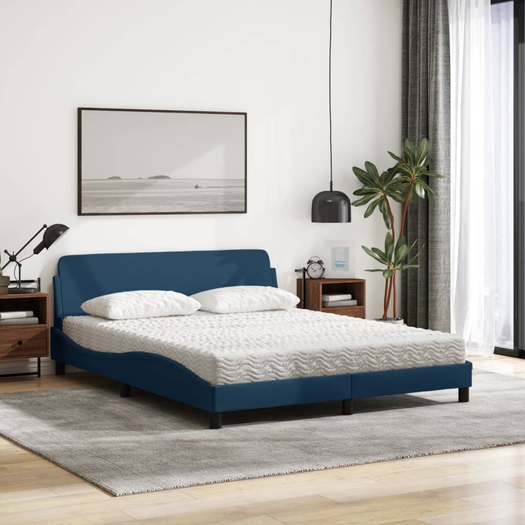 Bed met matras "Dover" stof blauw 160x200 cm is nu te koop bij PeponiXL, paradijselijk wonen!