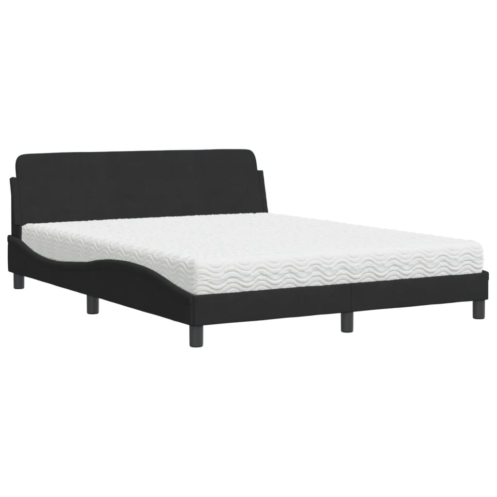Bed met matras "Dover" fluweel zwart 160x200 cm is nu te koop bij PeponiXL, paradijselijk wonen!