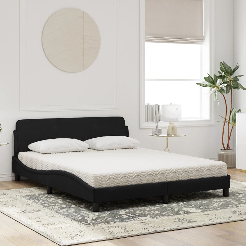 Bed met matras "Dover" fluweel zwart 160x200 cm is nu te koop bij PeponiXL, paradijselijk wonen!