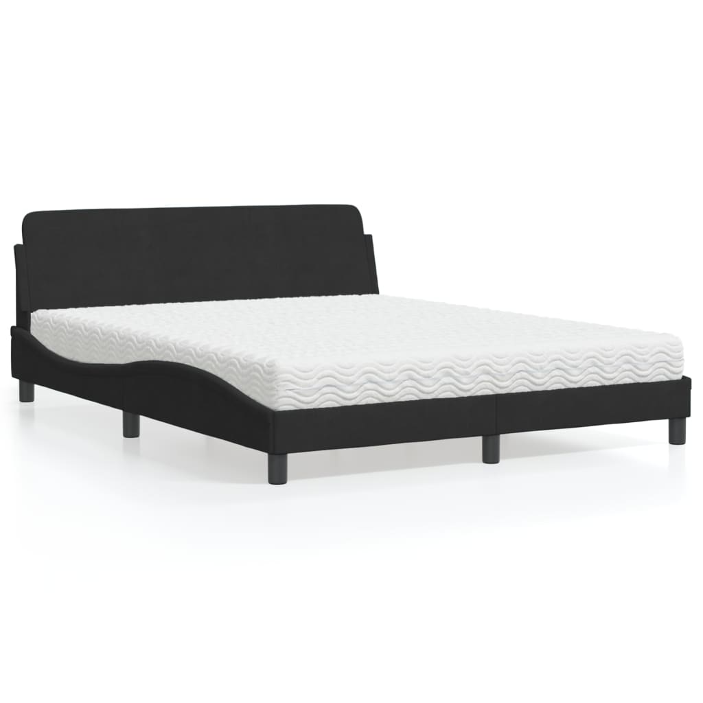 Bed met matras "Dover" fluweel zwart 160x200 cm is nu te koop bij PeponiXL, paradijselijk wonen!