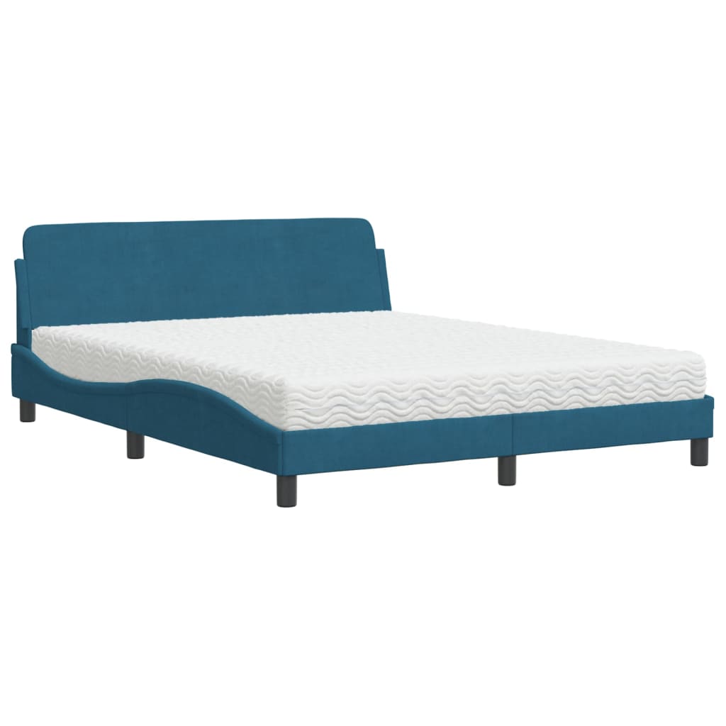 Bed met matras "Dover" fluweel blauw 160x200 cm is nu te koop bij PeponiXL, paradijselijk wonen!