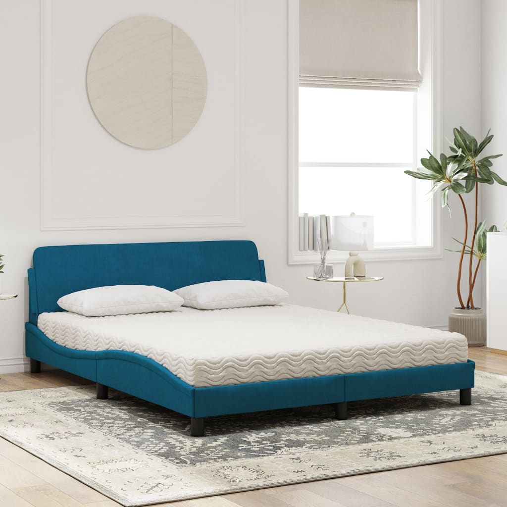 Bed met matras "Dover" fluweel blauw 160x200 cm is nu te koop bij PeponiXL, paradijselijk wonen!