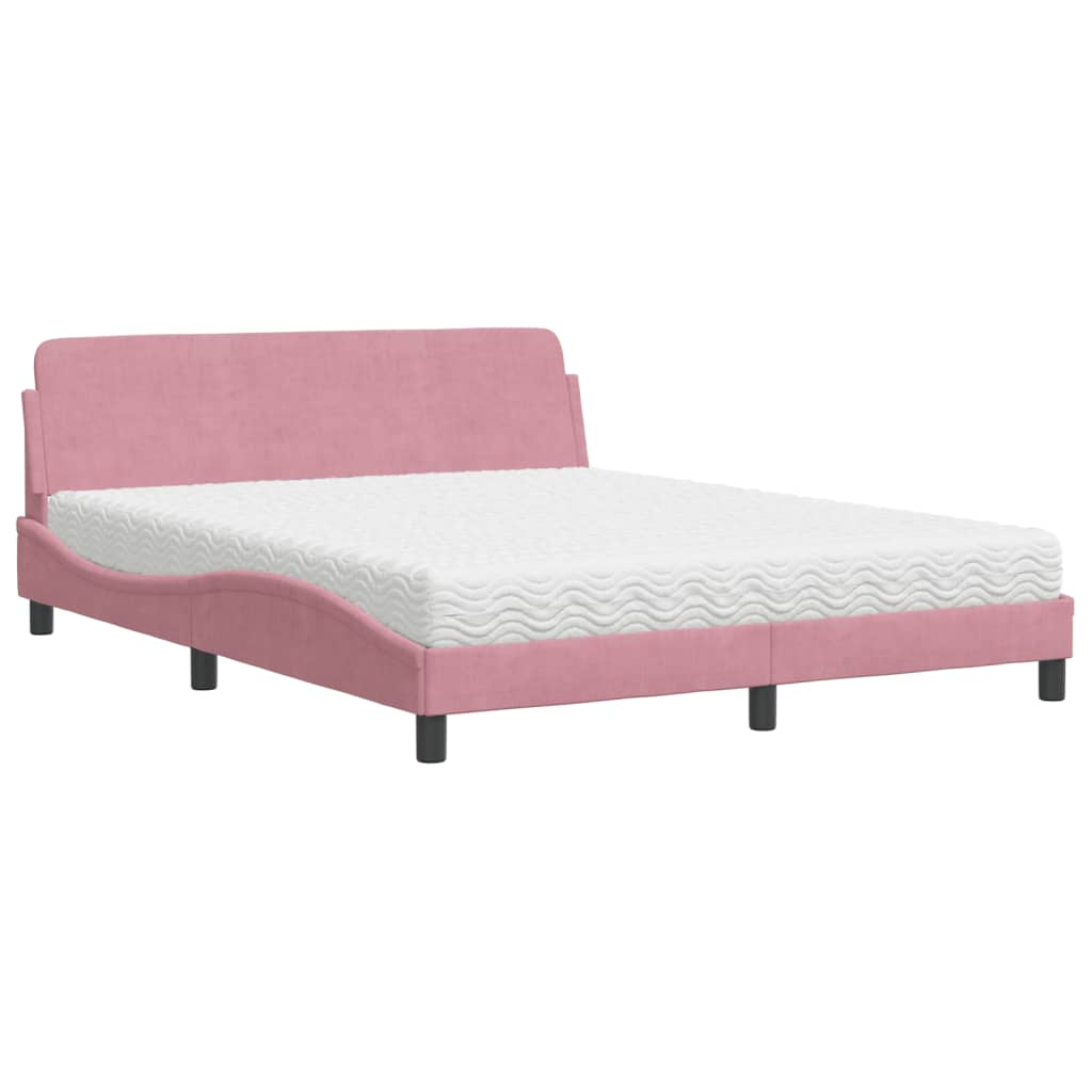 Bed met matras "Dover" fluweel roze 160x200 cm is nu te koop bij PeponiXL, paradijselijk wonen!