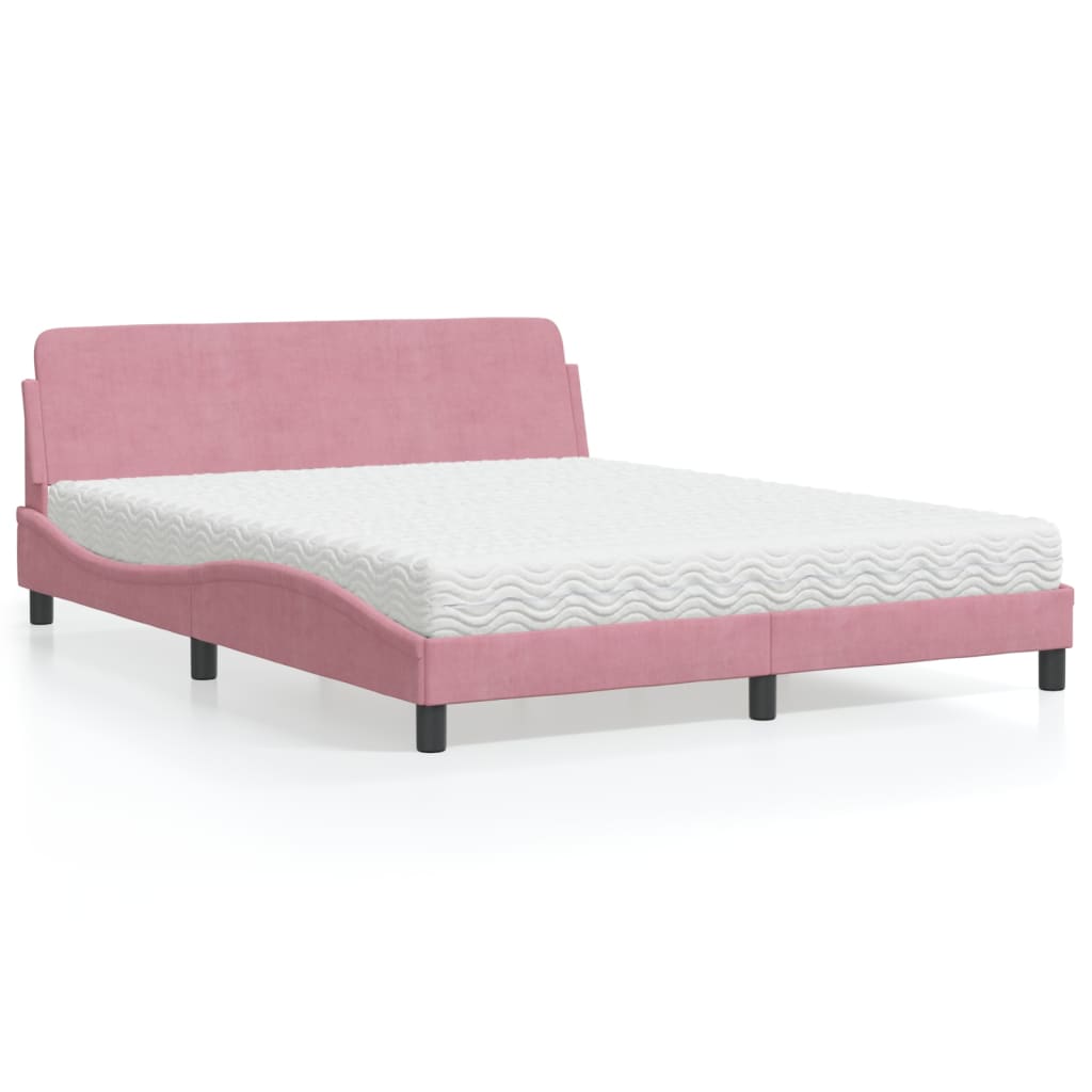 Bed met matras "Dover" fluweel roze 160x200 cm is nu te koop bij PeponiXL, paradijselijk wonen!