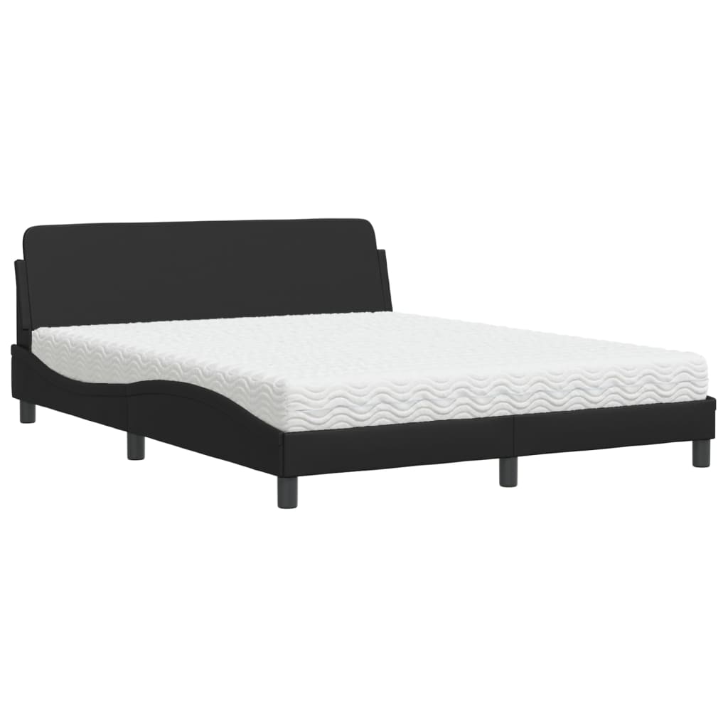 Bed met matras "Dover" kunstleer zwart 160x200 cm is nu te koop bij PeponiXL, paradijselijk wonen!