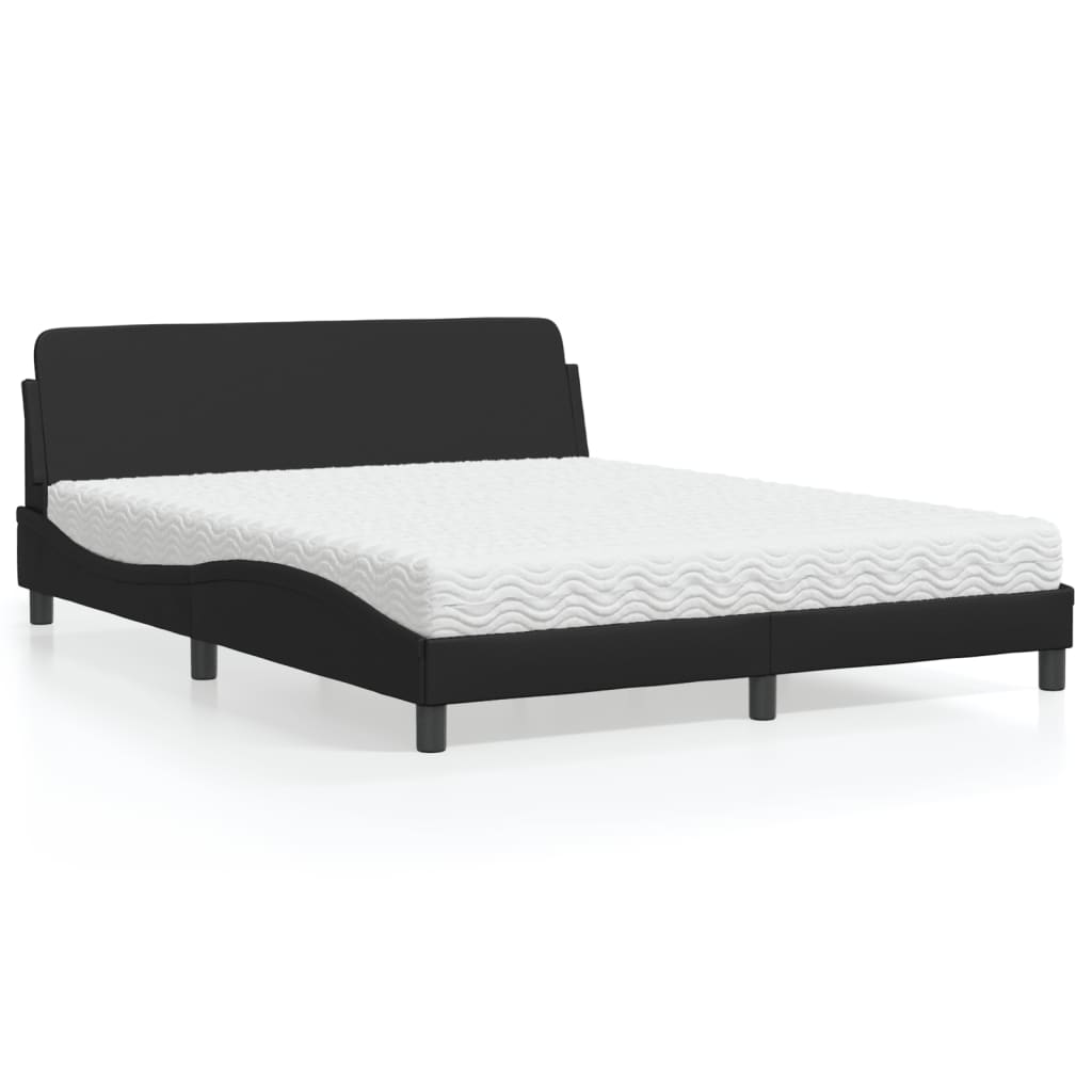 Bed met matras "Dover" kunstleer zwart 160x200 cm is nu te koop bij PeponiXL, paradijselijk wonen!