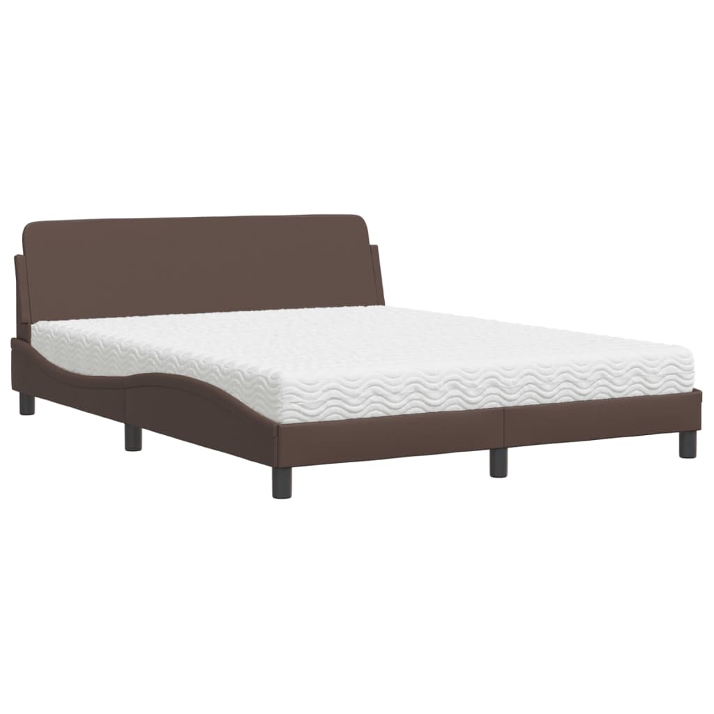 Bed met matras "Dover" kunstleer bruin 160x200 cm is nu te koop bij PeponiXL, paradijselijk wonen!