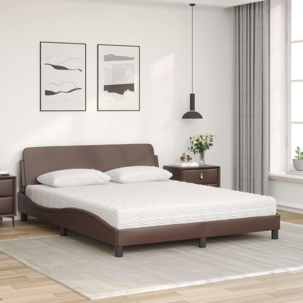 Bed met matras "Dover" kunstleer bruin 160x200 cm is nu te koop bij PeponiXL, paradijselijk wonen!