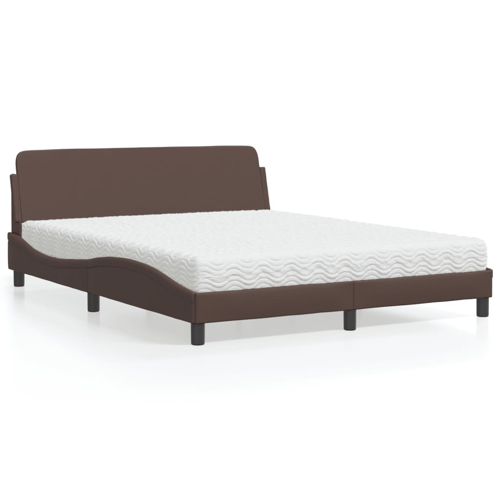 Bed met matras "Dover" kunstleer bruin 160x200 cm is nu te koop bij PeponiXL, paradijselijk wonen!