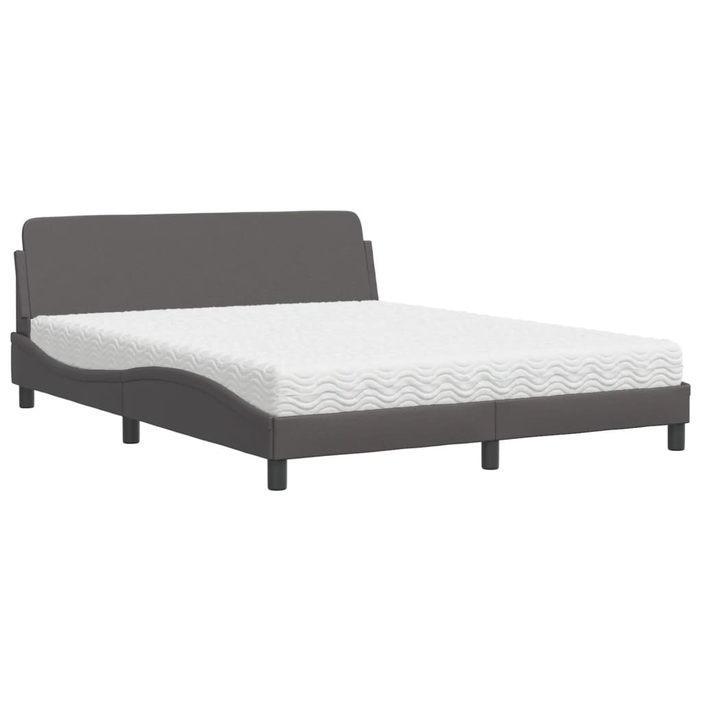 Bed met matras "Dover" kunstleer grijs 160x200 cm is nu te koop bij PeponiXL, paradijselijk wonen!