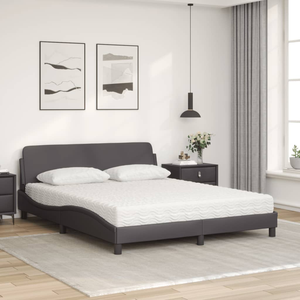 Bed met matras "Dover" kunstleer grijs 160x200 cm is nu te koop bij PeponiXL, paradijselijk wonen!