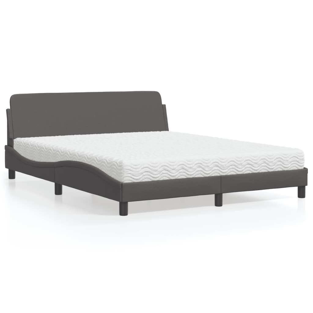 Bed met matras "Dover" kunstleer grijs 160x200 cm is nu te koop bij PeponiXL, paradijselijk wonen!