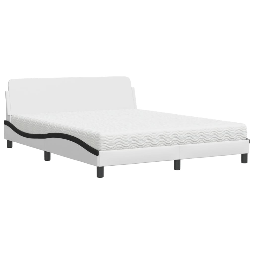 Bed met matras "Dover" kunstleer wit en zwart 160x200 cm is nu te koop bij PeponiXL, paradijselijk wonen!