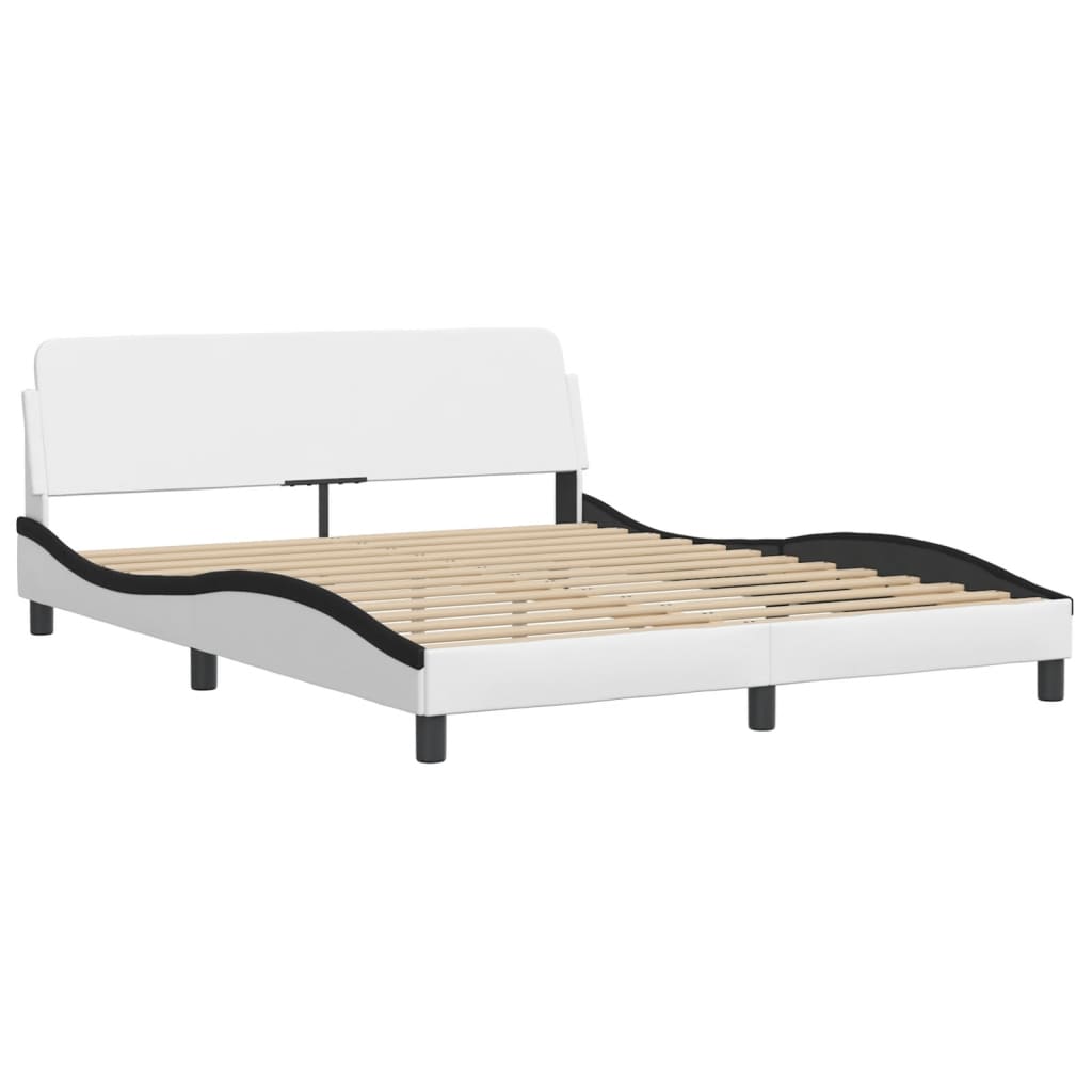 Bed met matras "Dover" kunstleer wit en zwart 160x200 cm is nu te koop bij PeponiXL, paradijselijk wonen!