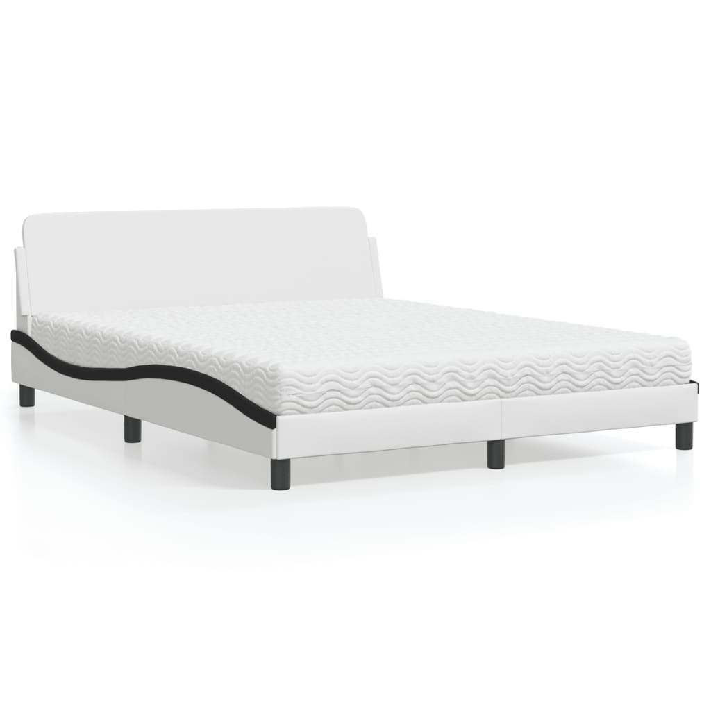 Bed met matras "Dover" kunstleer wit en zwart 160x200 cm is nu te koop bij PeponiXL, paradijselijk wonen!