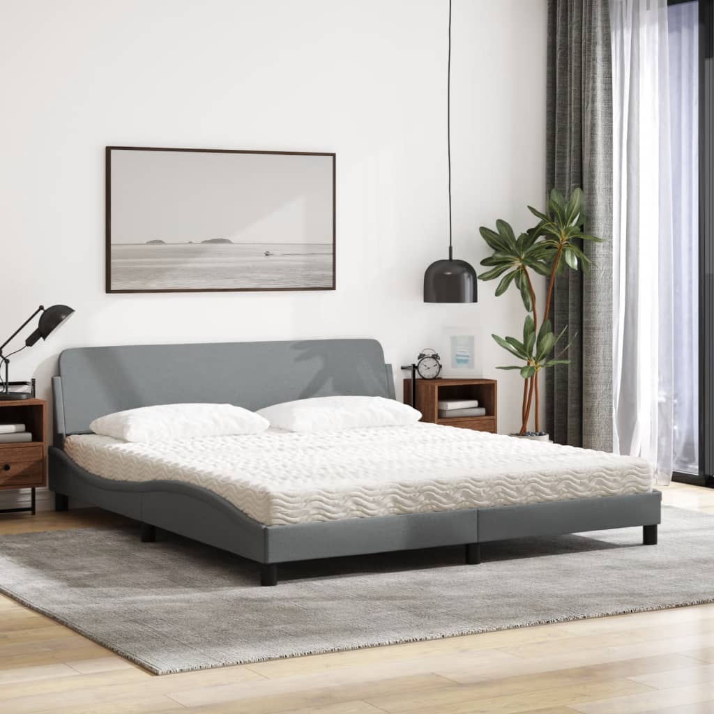 Bed met matras "Dover" stof lichtgrijs 180x200 cm is nu te koop bij PeponiXL, paradijselijk wonen!