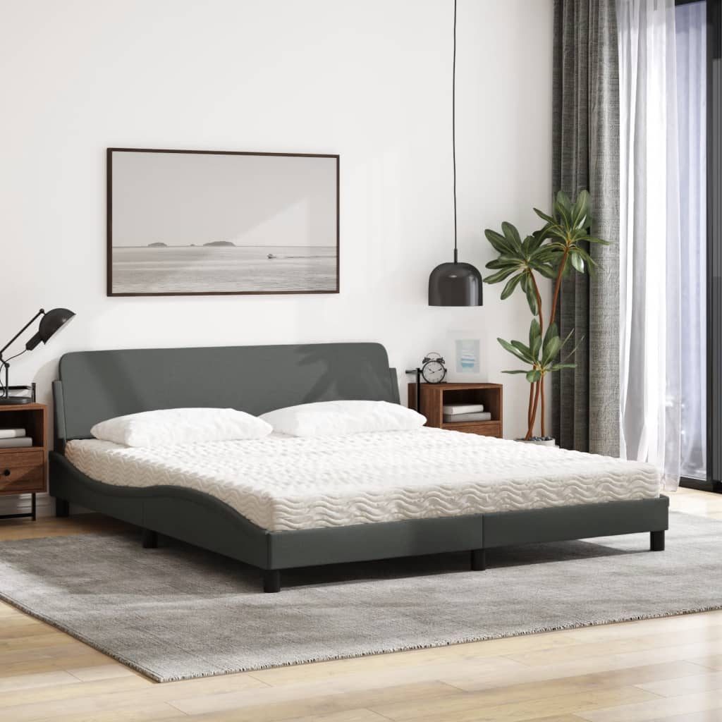 Bed met matras "Dover" stof donkergrijs 180x200 cm is nu te koop bij PeponiXL, paradijselijk wonen!