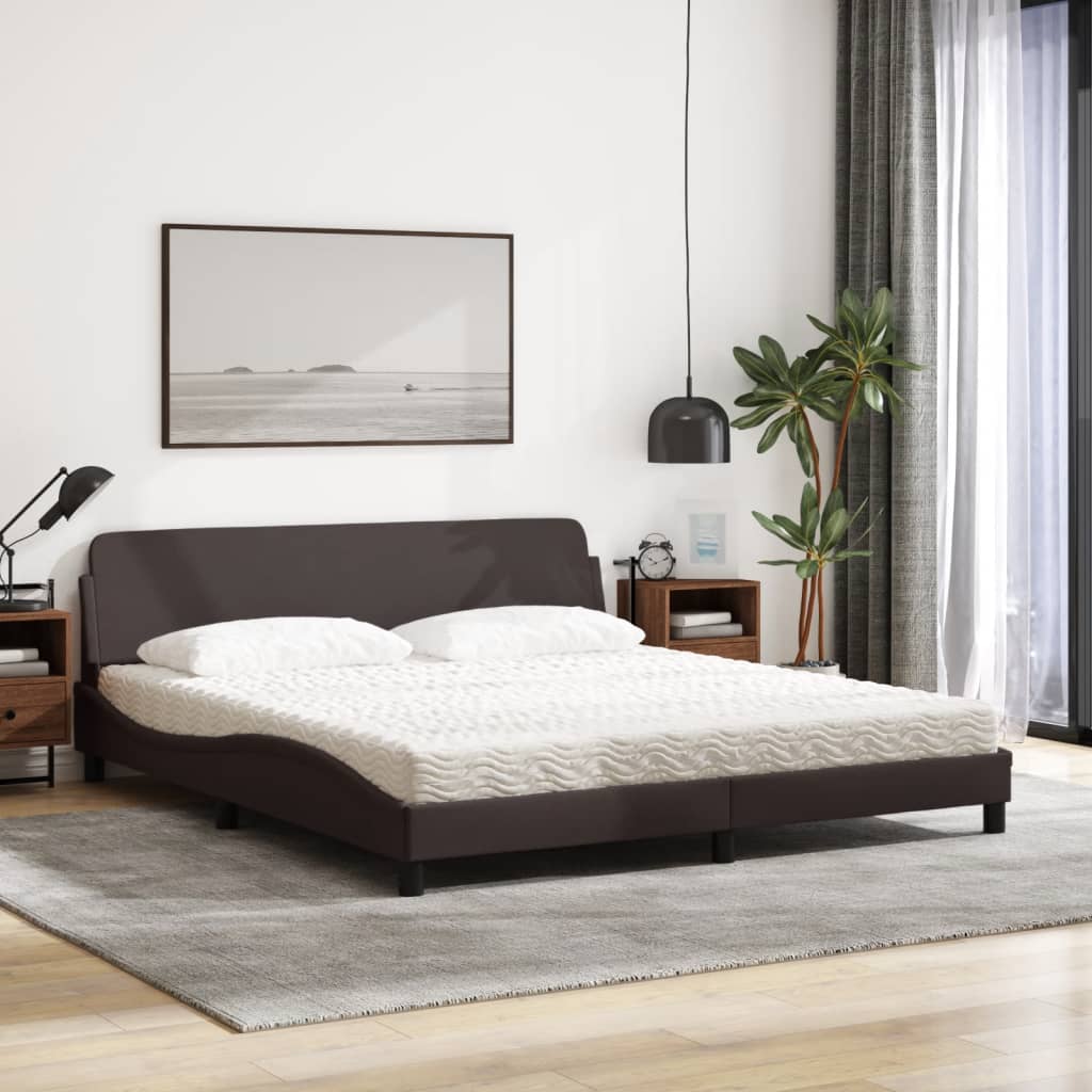 Bed met matras "Dover" stof donkerbruin 180x200 cm is nu te koop bij PeponiXL, paradijselijk wonen!