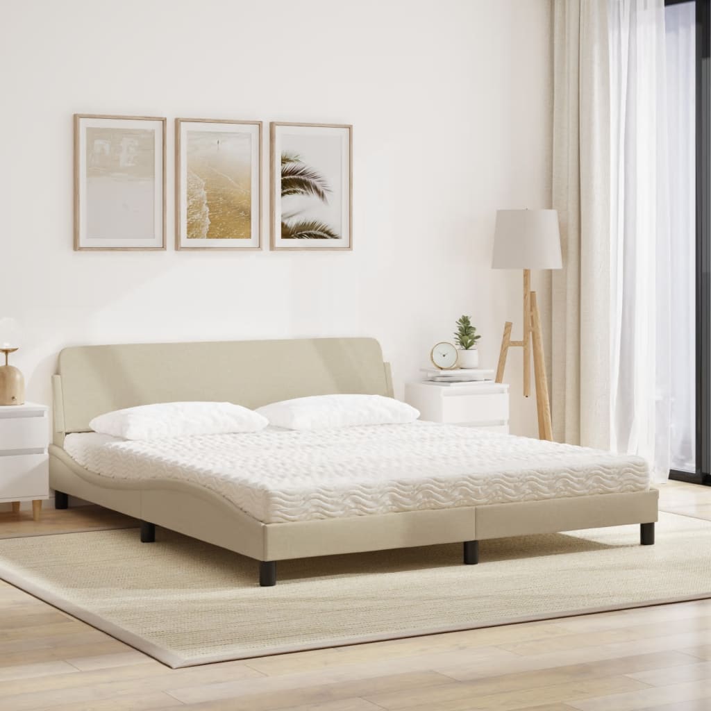 Bed met matras "Dover" stof crèmekleurig 180x200 cm is nu te koop bij PeponiXL, paradijselijk wonen!