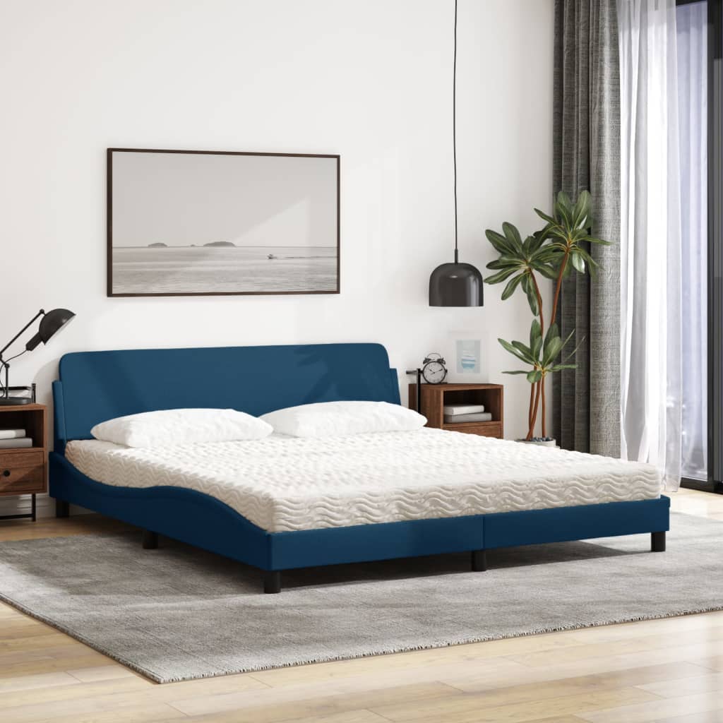Bed met matras "Dover" stof blauw 180x200 cm is nu te koop bij PeponiXL, paradijselijk wonen!