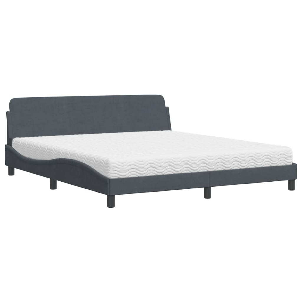 Bed met matras "Dover" fluweel donkergrijs 180x200 cm is nu te koop bij PeponiXL, paradijselijk wonen!