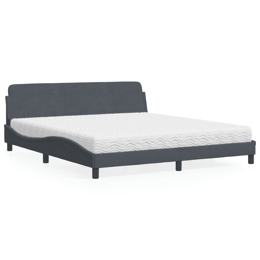 Bed met matras "Dover" fluweel donkergrijs 180x200 cm is nu te koop bij PeponiXL, paradijselijk wonen!