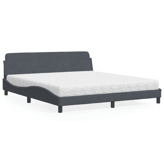 Bed met matras "Dover" fluweel donkergrijs 180x200 cm is nu te koop bij PeponiXL, paradijselijk wonen!