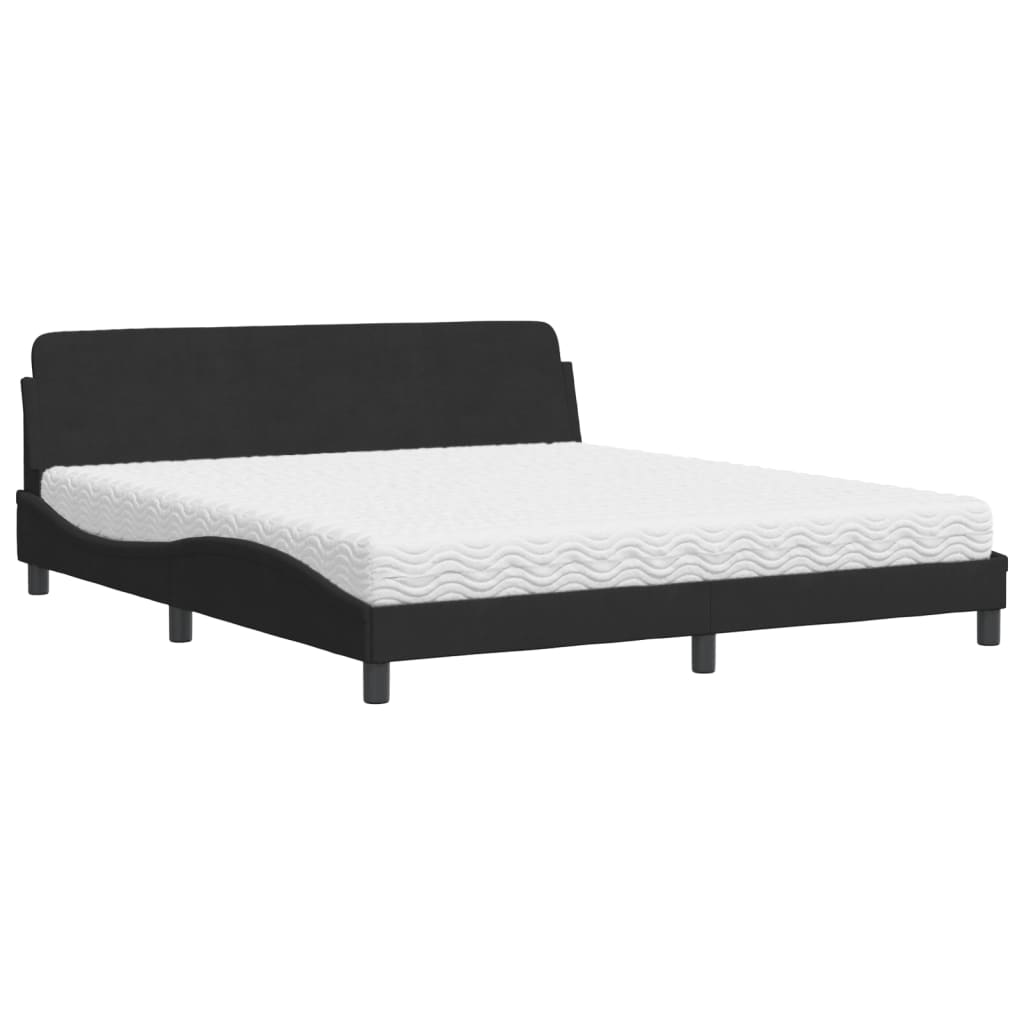 Bed met matras "Dover" fluweel zwart 180x200 cm is nu te koop bij PeponiXL, paradijselijk wonen!