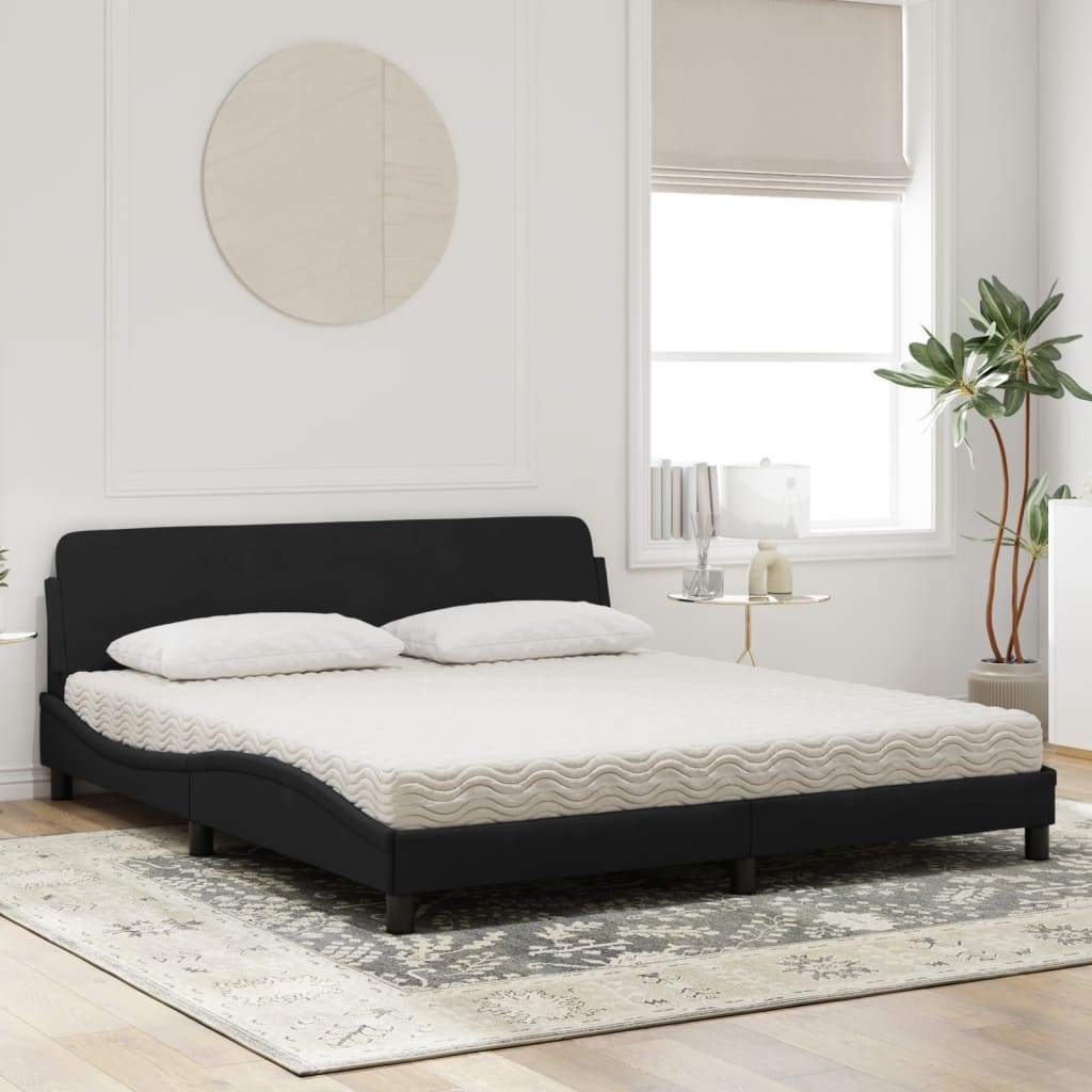Bed met matras "Dover" fluweel zwart 180x200 cm is nu te koop bij PeponiXL, paradijselijk wonen!