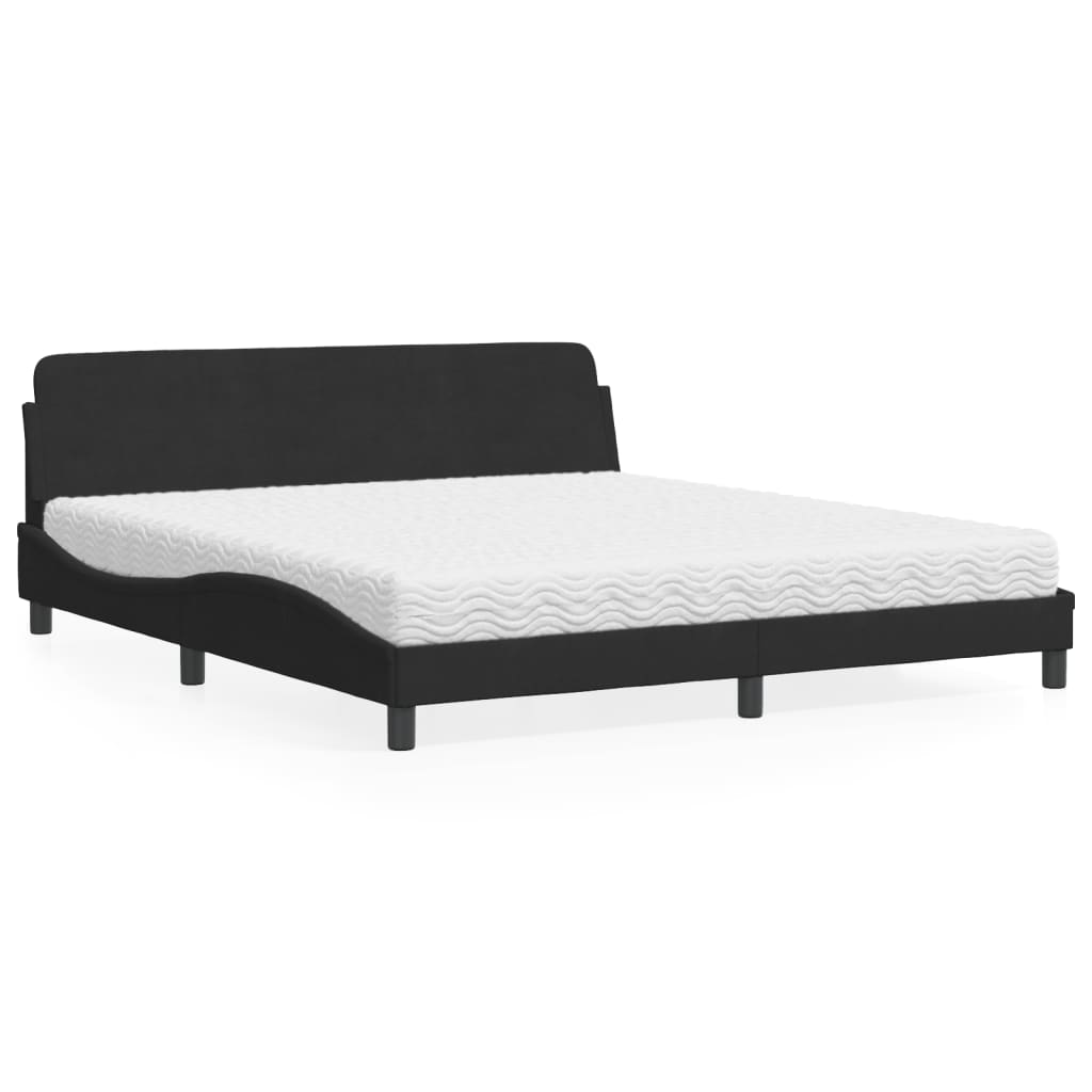 Bed met matras "Dover" fluweel zwart 180x200 cm is nu te koop bij PeponiXL, paradijselijk wonen!