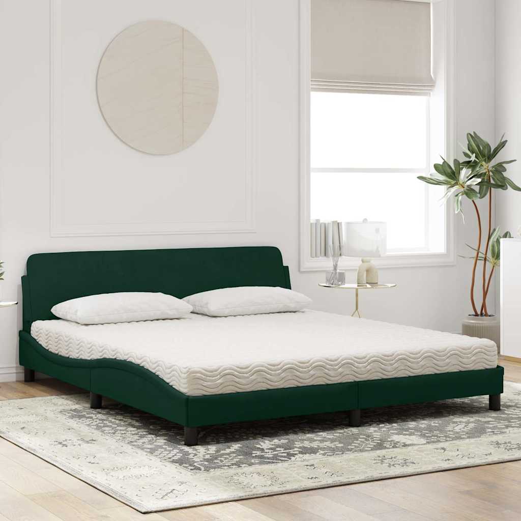 Bed met matras "Dover" fluweel donkergroen 180x200 cm is nu te koop bij PeponiXL, paradijselijk wonen!