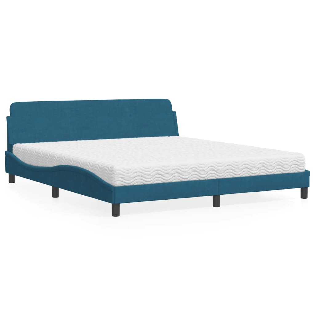 Bed met matras "Dover" fluweel blauw 180x200 cm is nu te koop bij PeponiXL, paradijselijk wonen!
