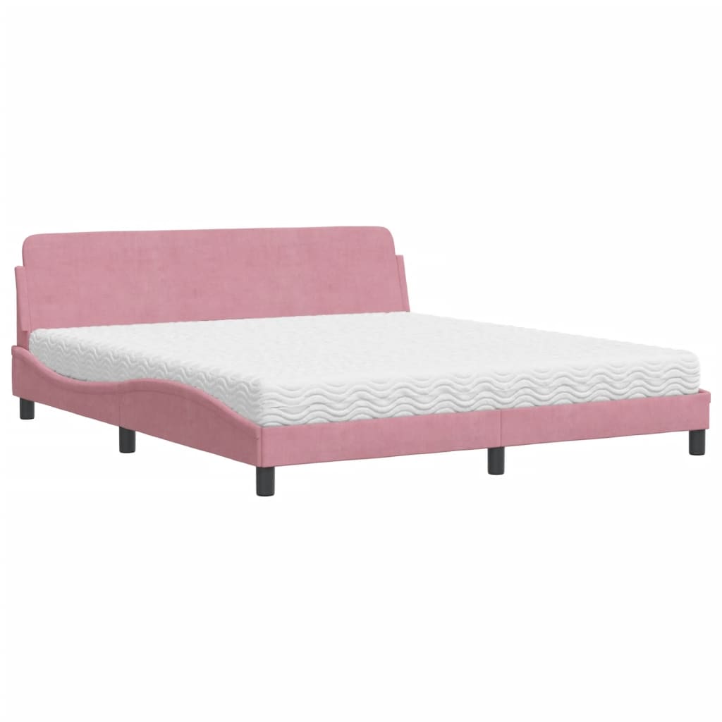 Bed met matras "Dover" fluweel roze 180x200 cm is nu te koop bij PeponiXL, paradijselijk wonen!