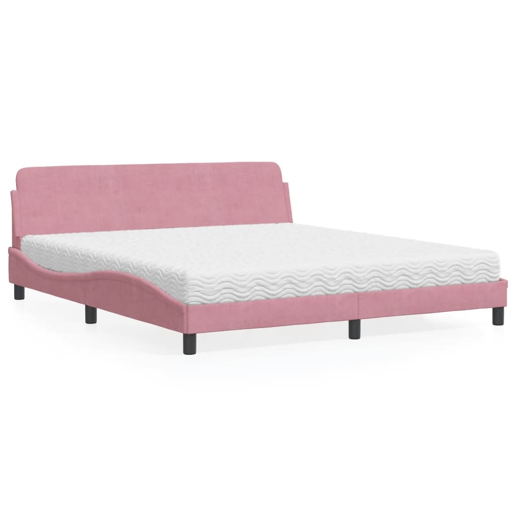 Bed met matras "Dover" fluweel roze 180x200 cm is nu te koop bij PeponiXL, paradijselijk wonen!