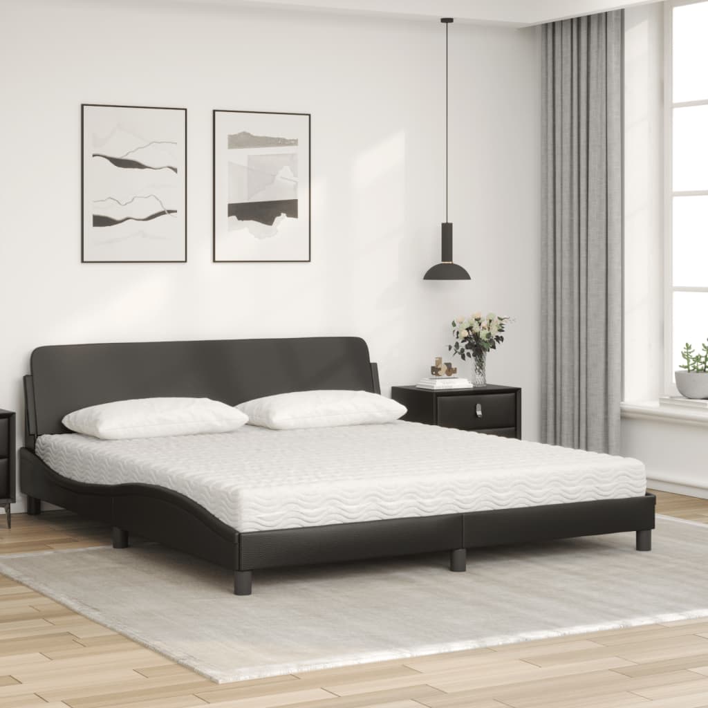 Bed met matras "Dover" kunstleer zwart 180x200 cm is nu te koop bij PeponiXL, paradijselijk wonen!