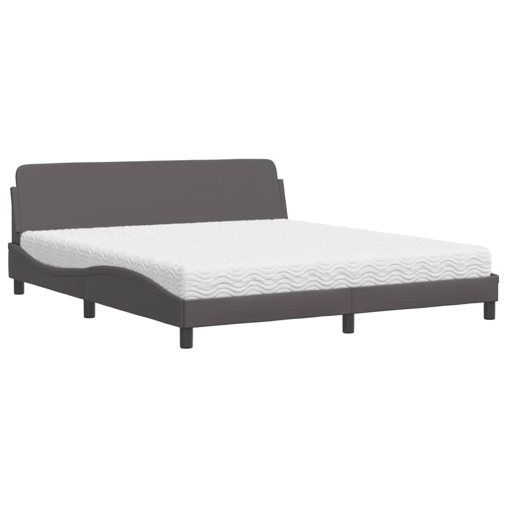 Bed met matras "Dover" kunstleer grijs 180x200 cm is nu te koop bij PeponiXL, paradijselijk wonen!