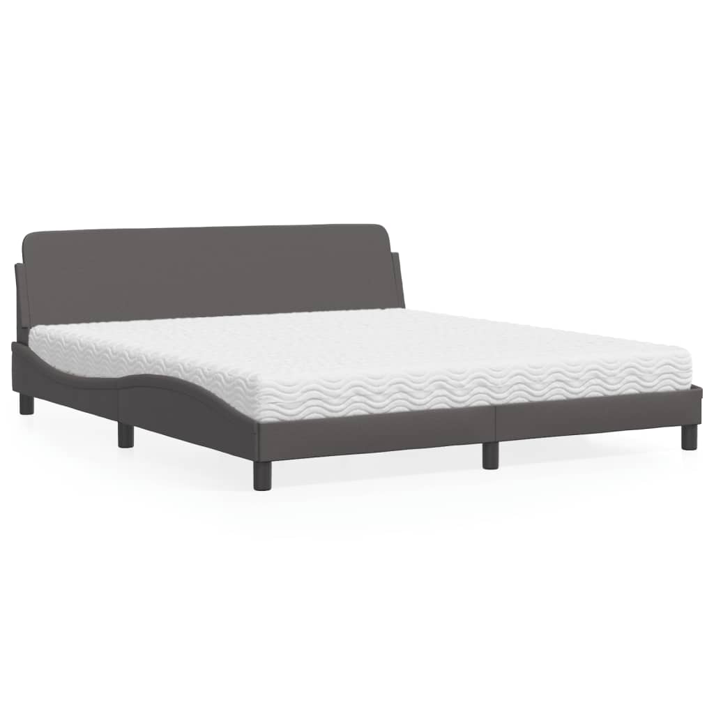 Bed met matras "Dover" kunstleer grijs 180x200 cm is nu te koop bij PeponiXL, paradijselijk wonen!