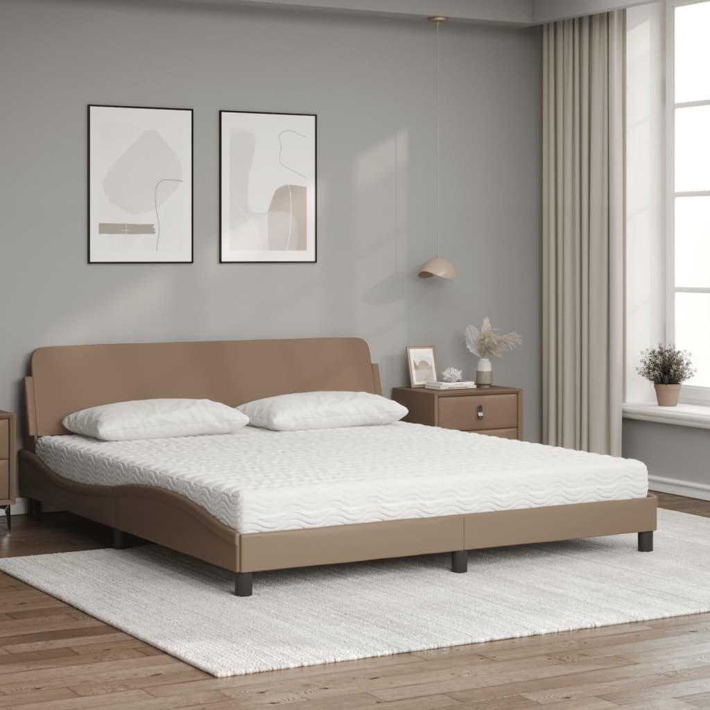 Bed met matras "Dover" kunstleer cappuccinokleurig 180x200 cm is nu te koop bij PeponiXL, paradijselijk wonen!