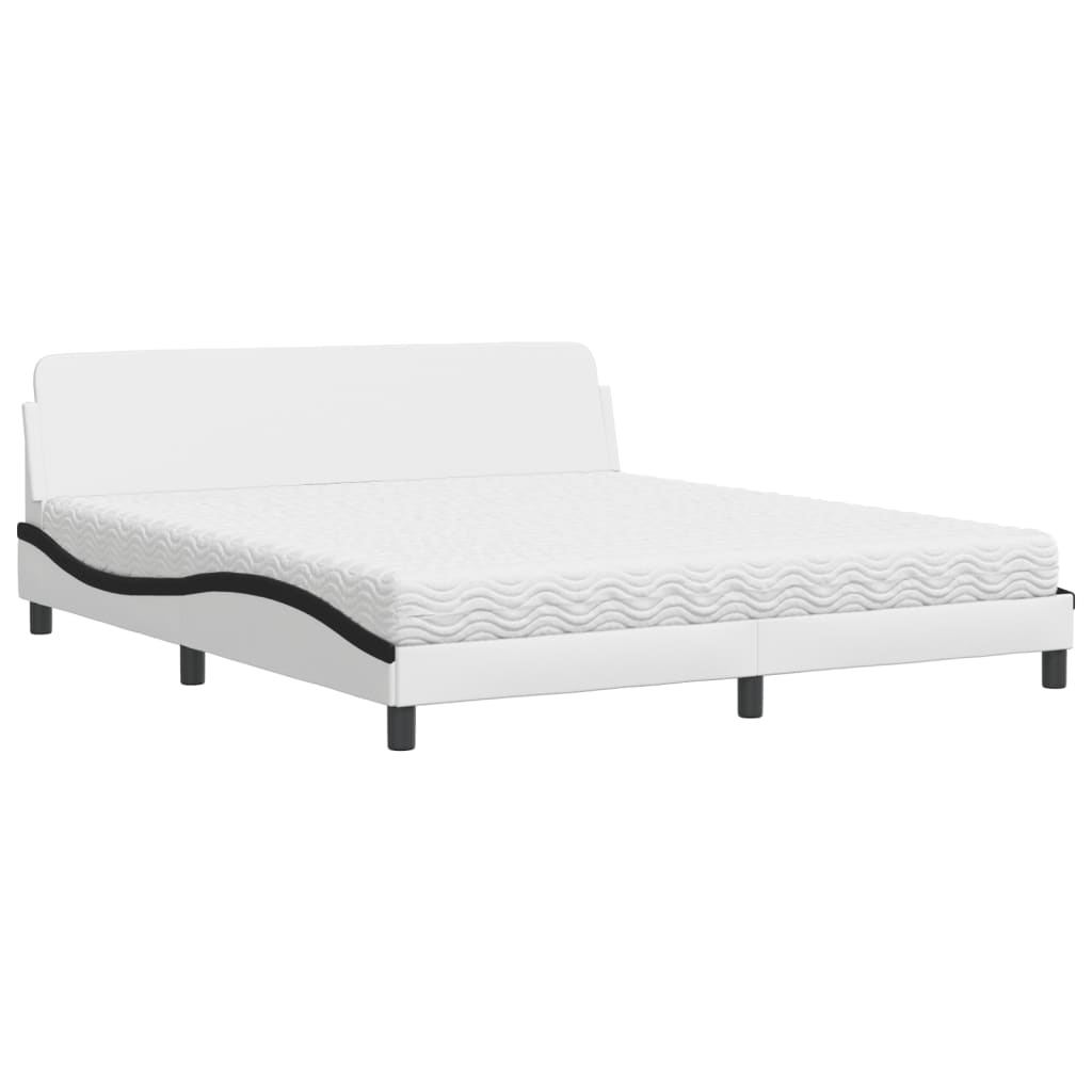 Bed met matras "Dover" kunstleer wit en zwart 180x200 cm is nu te koop bij PeponiXL, paradijselijk wonen!