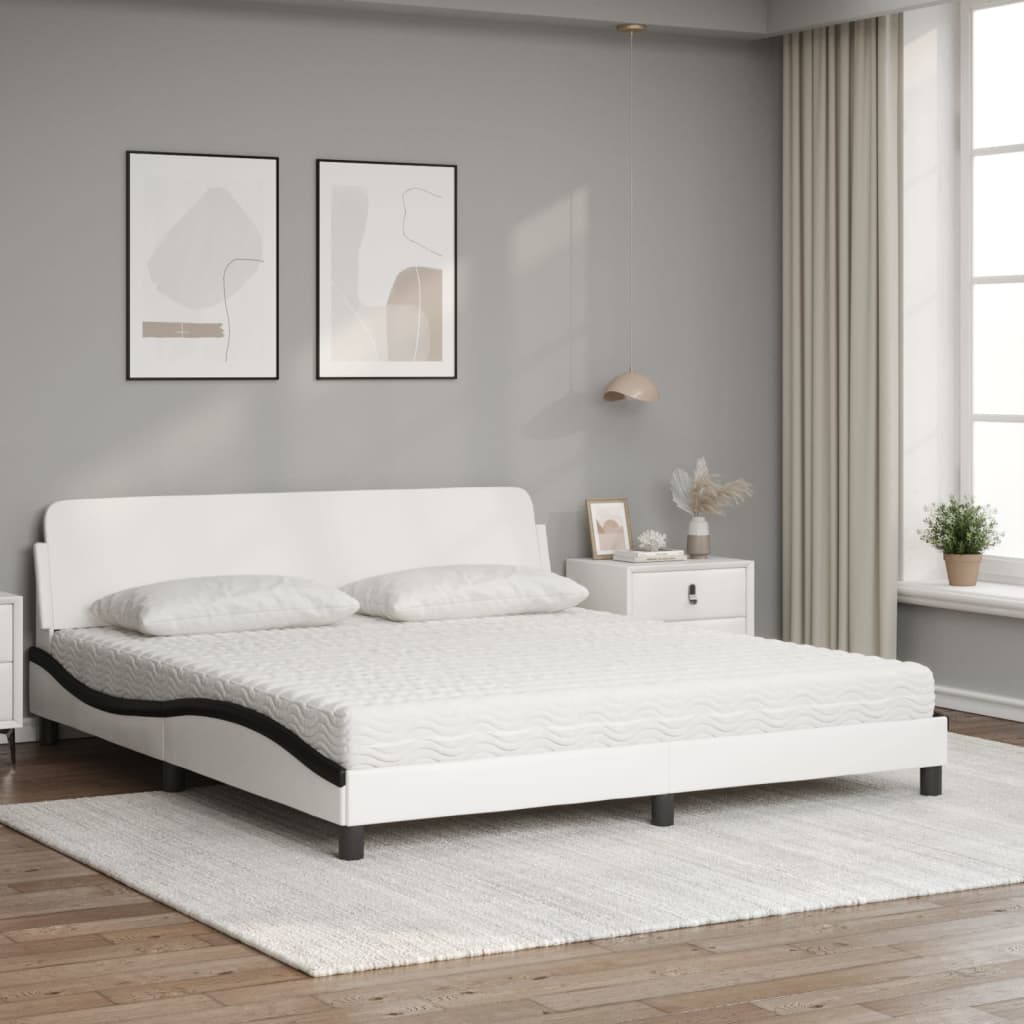 Bed met matras "Dover" kunstleer wit en zwart 180x200 cm is nu te koop bij PeponiXL, paradijselijk wonen!
