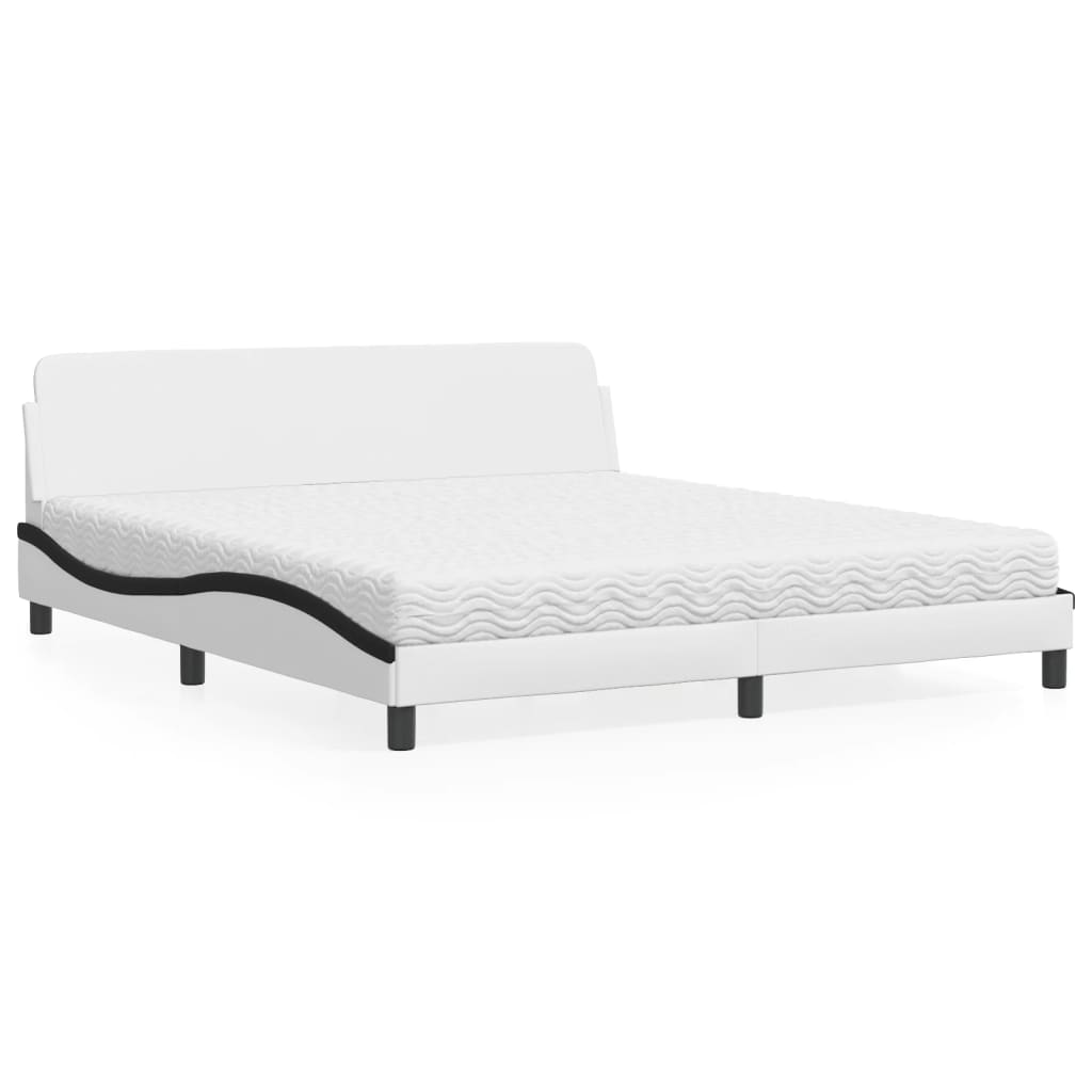 Bed met matras "Dover" kunstleer wit en zwart 180x200 cm is nu te koop bij PeponiXL, paradijselijk wonen!
