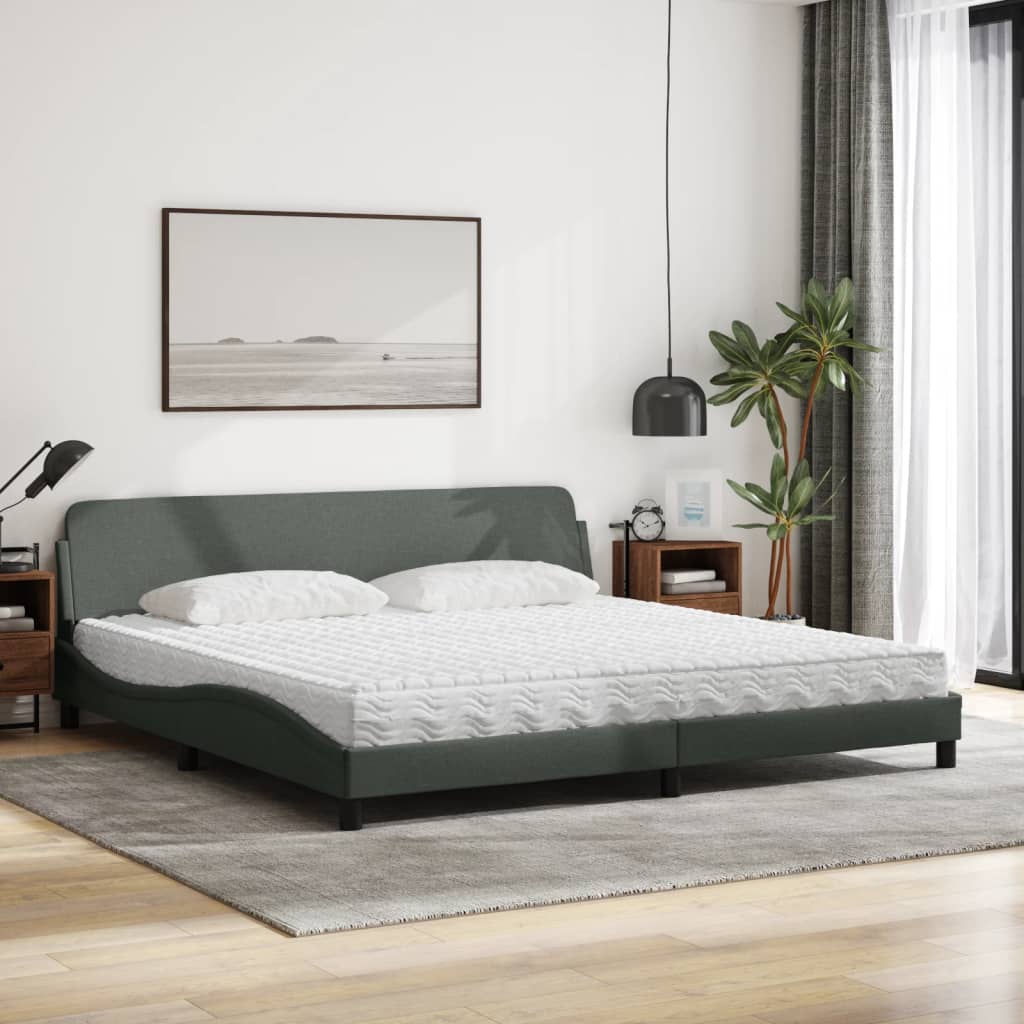 Bed met matras "Dover" stof donkergrijs 200x200 cm is nu te koop bij PeponiXL, paradijselijk wonen!