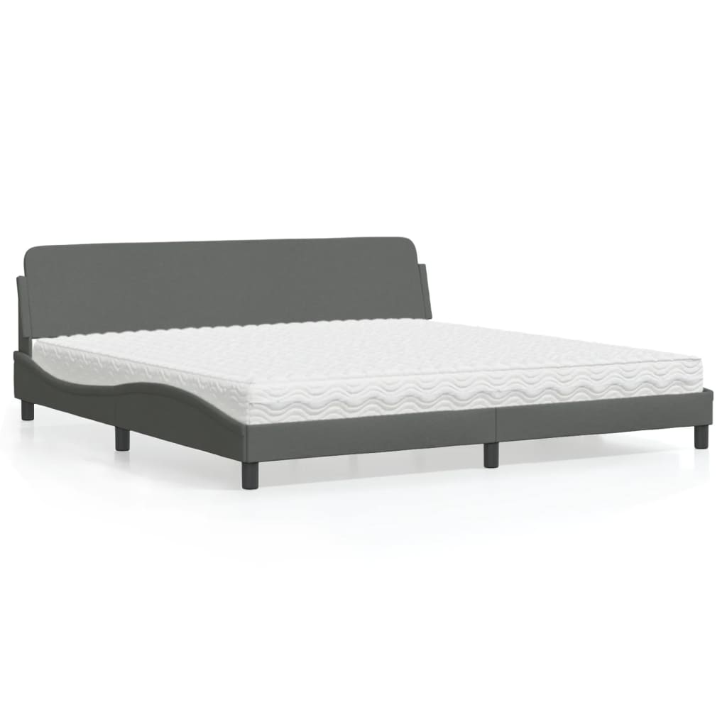 Bed met matras "Dover" stof donkergrijs 200x200 cm is nu te koop bij PeponiXL, paradijselijk wonen!
