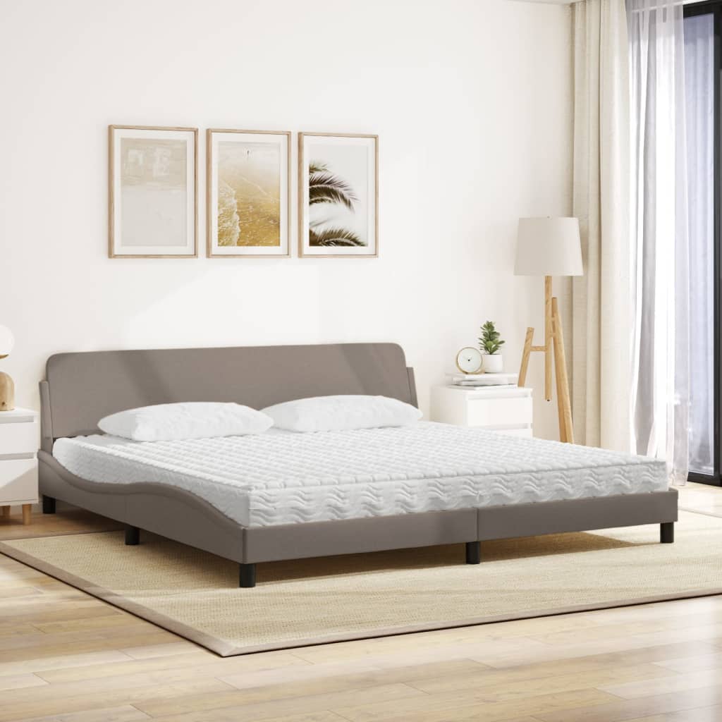 Bed met matras "Dover" stof taupe 200x200 cm is nu te koop bij PeponiXL, paradijselijk wonen!