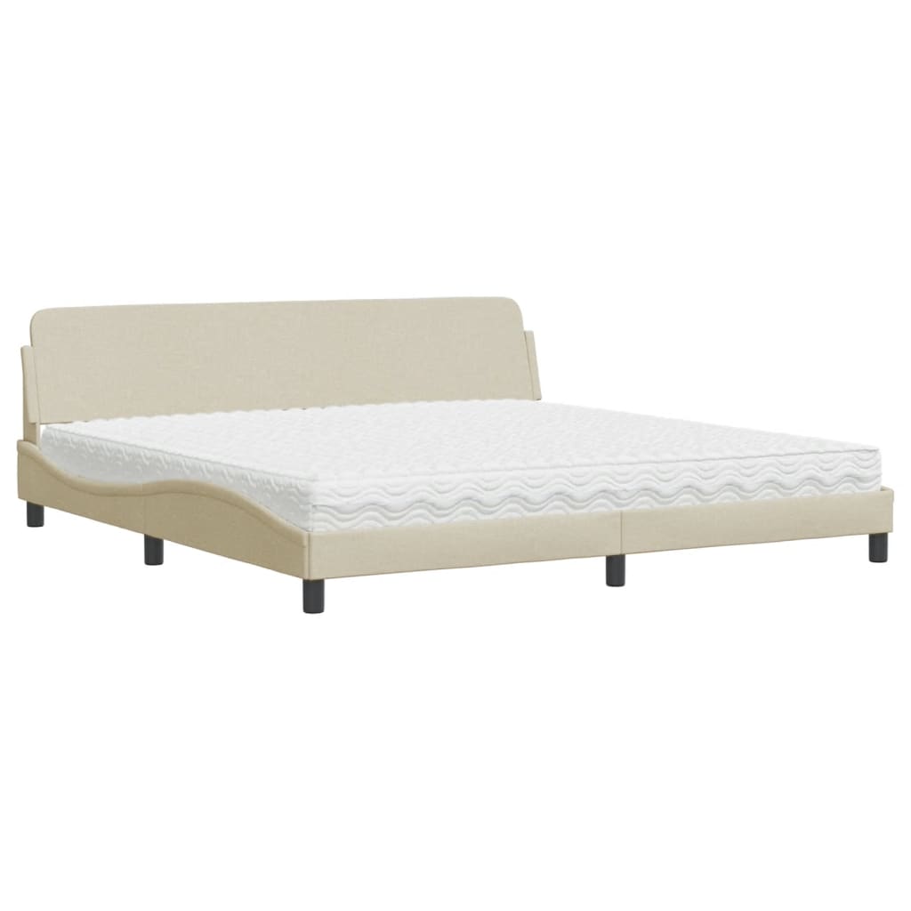 Bed met matras "Dover" stof crèmekleurig 200x200 cm is nu te koop bij PeponiXL, paradijselijk wonen!